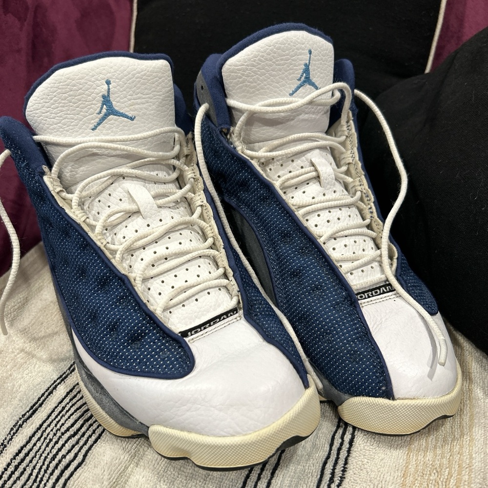 Air Jordan Retro 13 Sneakers in White and Blue